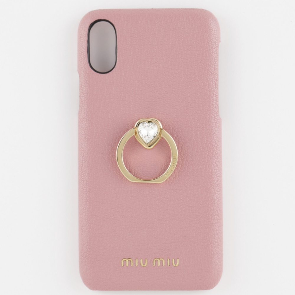 Miu Miu Blush Phone Case with Gold Accent iPhone XS/S